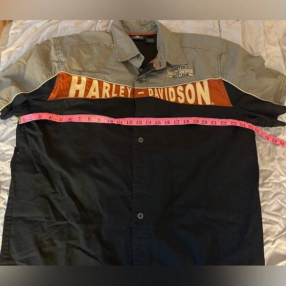 Harley-Davidson Men's Black, Gray, and Orange Casual Shirt - Picture 3 of 6